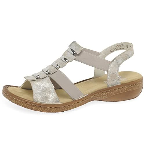 Image of Rieker Trim Womens Sling Back Sandals 7.5 UK Rose Metallic