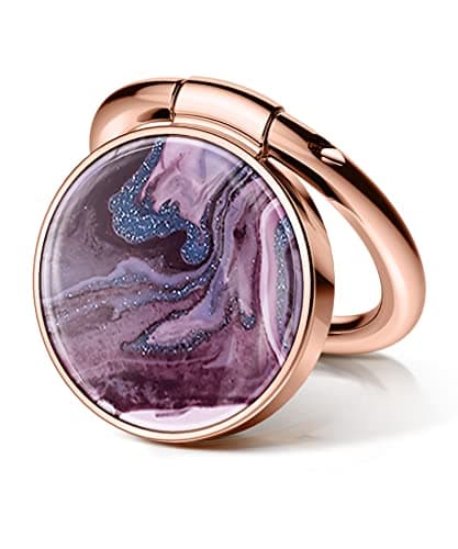 Image of GVIEWIN Marble Cell Phone Ring Holder, Metal Kickstand Grip for Car Mount Compatible with iPhone 17 Pro Max/16/15/14/13/12 Series & Galaxy S26/S25/S24 Ultra and Other Phones(Quicksand/Purple)