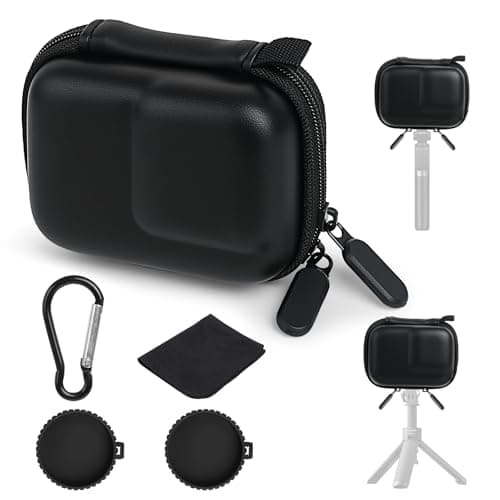 Image of HOWAB Mini Bag Case for DJI OSMO Action 5 Pro/4/3 Camera, Hard Shell Travel Storage Case for GoPro Hero 13/12, with 2 Silicone Lens Cap Cover ＆ 1 Carabiner, Carrying Portable Camera Storage Accessory