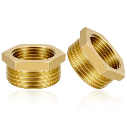 Image of flintronic 1/2 to 3/4 Inch Reducer Adapter, 2PCS 1/2 inch Female to 3/4 inch Male Brass Thread Adapters, G1/2 To G3/4 Brass Hex Bushing Reducer Connector Adapter Fittings for Pipe