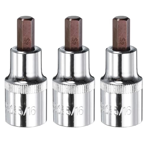 Image of sourcing map 3pcs 5/16" Hex Bit Socket 1/2" Square Drive SAE Extension Impact Bit Power Nut Driver Set S2 & CR-V Steel Socket Ratchet Wrench Bits