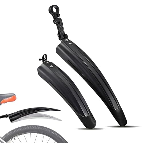 Image of HKSOPC Bike Mudguard Set for Cannondale Synapse 2 2023, Portable Adjustable Road Mountain Bike Bicycle Cycling Tires Front and Rear Mud Guard Fenders, Mudguards for 20-26 inch Bikes,A Black