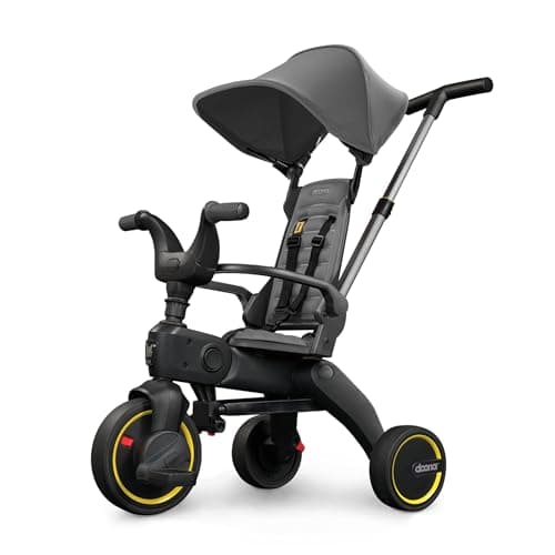 Image of DOONA Liki Baby Trike S1 - Premium Foldable Toddler Tricycle with parent handle for ages 10 Months to 3 Years - Grey
