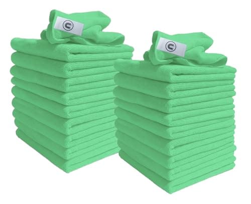 Image of DCS Microfibre Cleaning Cloth, Green, Pack of 20, Large Size: 40x40cm. Super Soft Premium Streak Free Washable Cloth Duster for Kitchen, Bathrooms, Surfaces, Mirrors, Car, Motorbike