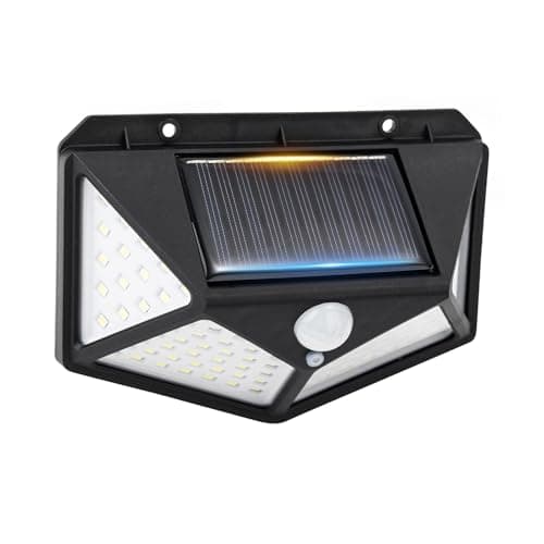 Image of GRIFEMA Solar Security Lights for Outdoor Garden with Motion Sensor, Waterproof Solar Powered Wall Lights with 100 LEDs, 3 Modes, 270° Wide Angle, IP65, 800mAh Battery, GDK203
