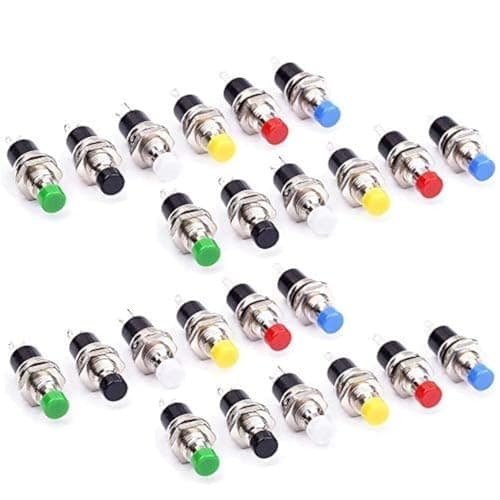 Image of GTIWUNG 24Pcs 1A 250V AC 2Pins SPST Momentary Mini Push Button Switch Normal Open, Mini Momentary Push Button Switch 7mm for Arduino DIY