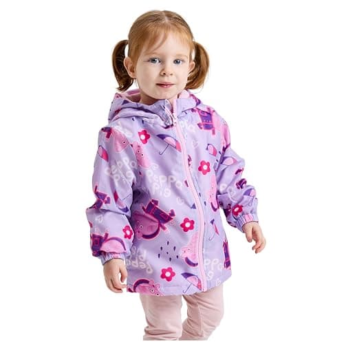 Image of Peppa Pig Girls Raincoat Hooded Rain Jacket Raincoat, 12-18 Months