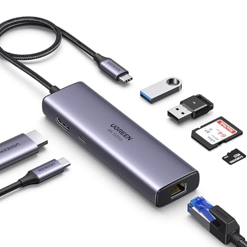 Image of UGREEN Revodok USB C Hub Ethernet, 7-in-1 USB-C Dock with 4K@60Hz HDMI, 1Gbps Ethernet, 100W PD, 2 USB-A 3.0 Ports, SD/TF for MacBook Neo/Air/Pro, iPhone 17 Pro/Pro Max, iPad