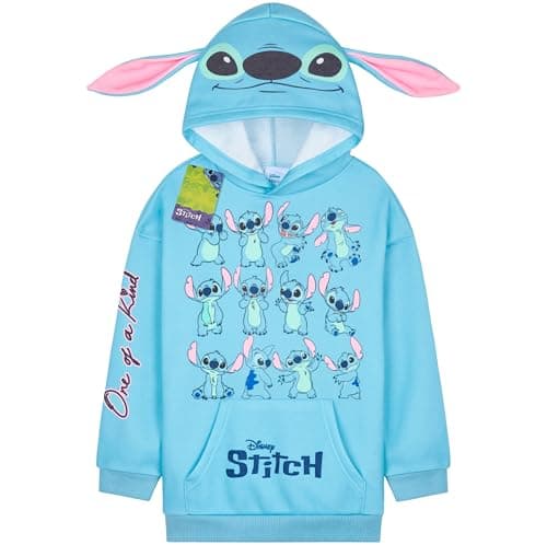 Image of Disney Stitch Girls Hoodie Jumper Pullover Kids Stitch Gifts for Girls Teen Clothes Birthday Gift Activewear Casual Wear (11-12 Years, Blue 3D Ears)
