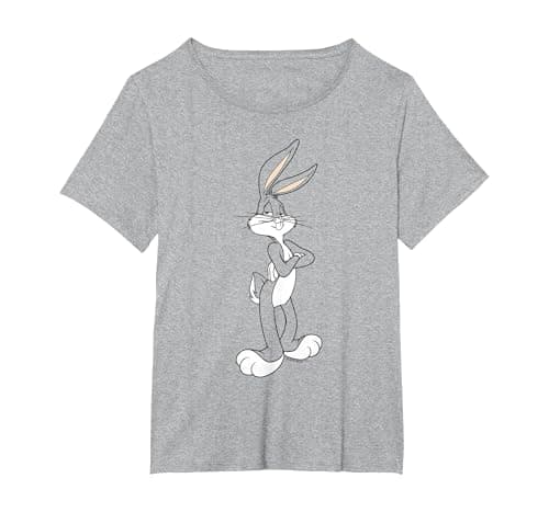 Image of Looney Tunes Bugs Bunny Cross Arms Pose T-Shirt, Women's Plus, Heather Grey, 4X