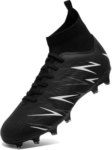 Image of situkeke Mens Football Shoes Spike High Top Football Boots Astro Turf Trainers AG FG Soccer Cleats Boy's Professional Athletic Shoes,Black2,EU36