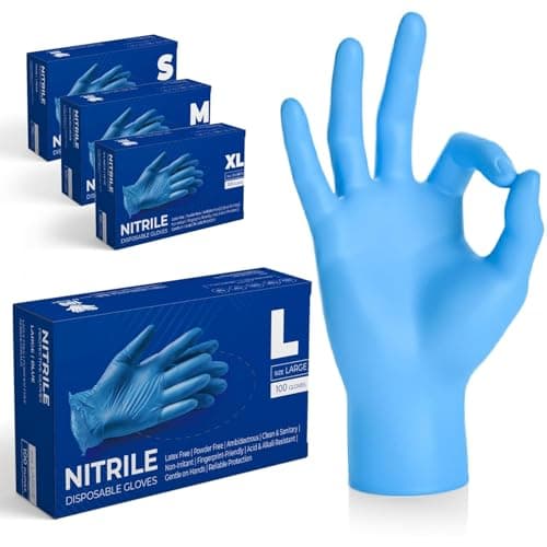 Image of The Real Touch Blue Professional Nitrile Powder Free Multi-Purpose Gloves, Disposable, Extra Strong - Box of 100 (Blue, Large)