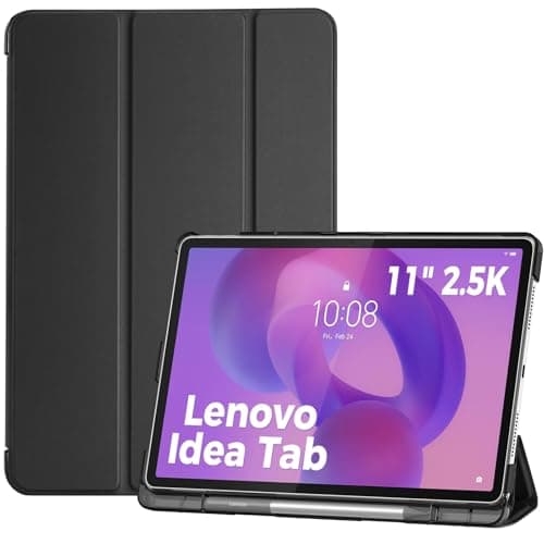 Image of ProCase Folio Case for Lenovo Idea Tab 11" 2025/K11 Gen 2 with Pen Holder, Lenovo Idea Tab 11 Inch TB-336ZU/336FU Slim Stand Tri-Fold Hard Shell Protective Tablet Cover Translucent Back -Black