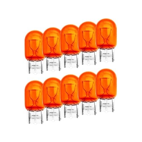 Image of Lanuovx 10x 585 WY21W T20 Car Bulbs Amber Orange 12V 21W Wedge Base W3x16d Halogen Indicator Turn Signal Lamp Trade Pack