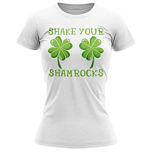 Image of Shake Your Shamrocks T Shirt Womens St Patricks Day Irish Paddys Day Ireland Top Tee, S, White