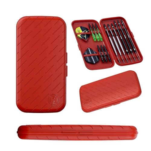 Image of Harrows Slim Darts Case | The World's Smallest Lightest 6 Dart Case Darts Holder | Tough Hydrocarbon Construction I Holds 24pcs of Darts & Accessories (Red)