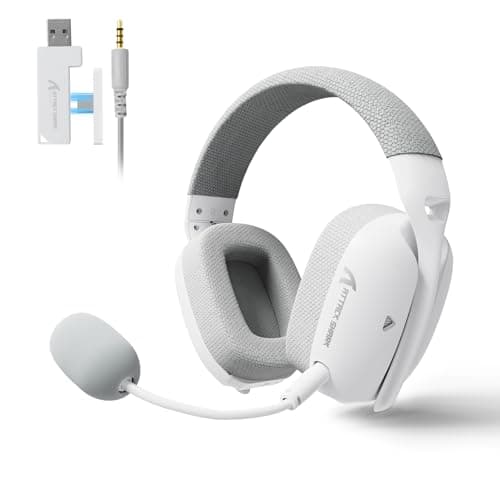 Image of MAMBASNAKE ATTACK SHARK L80PRO Ultralight Wireless Gaming Headset, 7.1 Surround Sound, Lightweight Headphone With Bendable Dual Mic, Tri-Mode(2.4G/BT/3.5mm Wired), 40mm Driver,for PC/Mac/PS/XBOX White