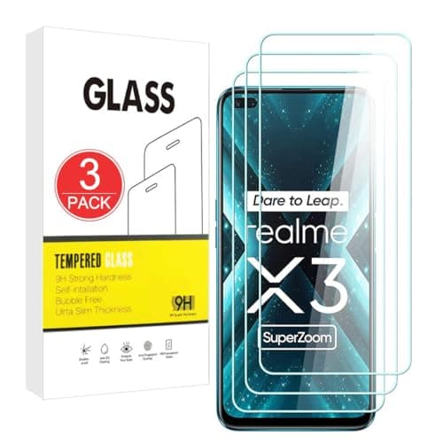 Image of X-Dision Compatible with Realme X3 SuperZoom Screen Protector, 3 Pack [9H Hardness, High Sensitivity, Shatterproof] 2.5D High Definition Tempered Glass Film