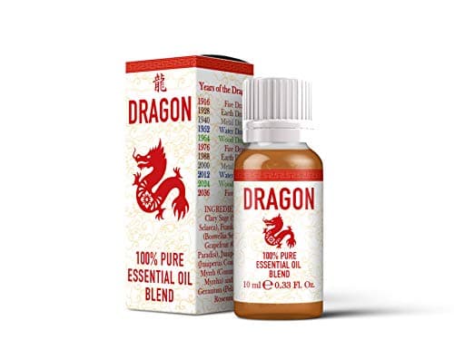 Image of Mystix London | Dragon Chinese Zodiac Essential Oil Blend 10ml | 100% Pure & Natural | Aromatherapy Oil | Clary Sage, Frankincense, Grapefruit, Juniper Berry, Myrrh, Rose Geranium | Vegan, GMO Free
