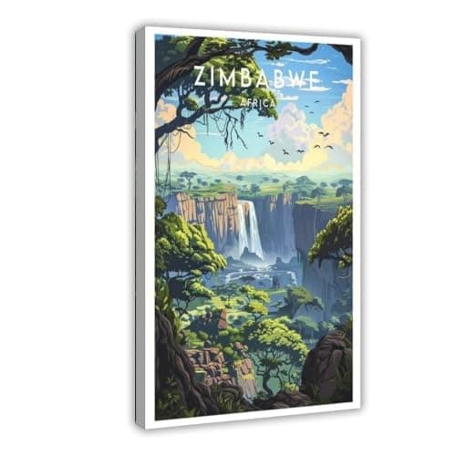 Image of QGVBGF Zimbabwe Travel Print - Africa Canvas Poster Wall Art Decor Print Picture Paintings for Living Room Bedroom Decoration 08x12inch(20x30cm)