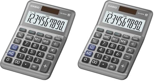 Image of CASIO MS-100FM Desk Calculator 10-Digit, Metal Front, Tax, Cost/Sell/Margin (Pack of 2)