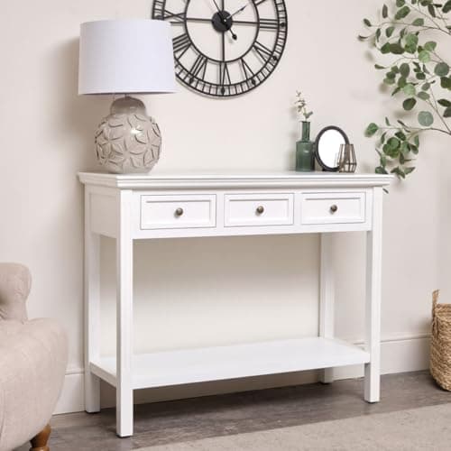 Image of Melody Maison Large White 3 Drawer Sideboard Console Table - Daventry White Range