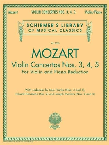 Image of Violin Concertos Nos. 3, 4, 5: Schirmer Library of Classics Volume 2055 for Violin and Piano Red