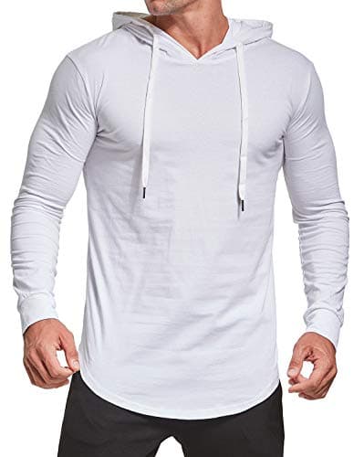Image of AIYINO Men's S-5X Long Sleeve Fashion Athletic Hoodies Workout Sweatshirt Hip Hop Pullover Hooded (XL White)