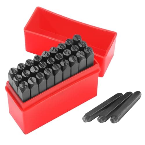 Image of Gueenky 27 Pcs Letter Punch Set, 5mm Metal Stamping Tool Set, A-Z, & Letter and Symbols Stamp Punch for Stamping Metal Wood Plastic Leather
