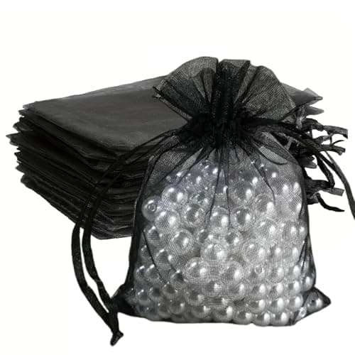 Image of Sheer Organza Bags, 50Pcs 20x30cm Medium Organza Gift Bags with Drawstring for Party Festival Game(Black)