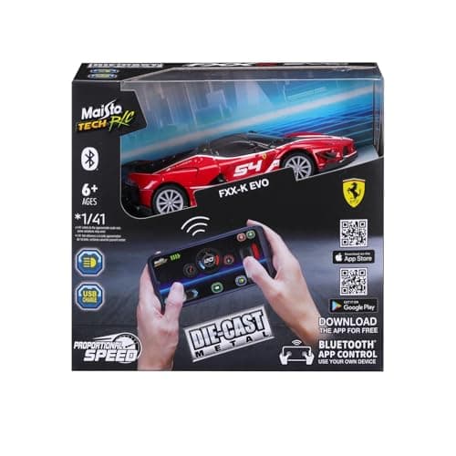Image of Maisto Tech R/C MINI METAL DIE-CAST FERRARI FXX-K EVO Bluetooth Radio Control Super Car - 1:41 Scale - Hightly Detailed, High Performance RC Vehicle, Multipe Colours