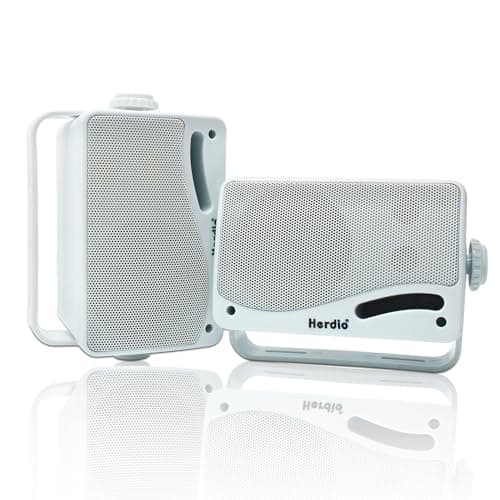 Image of Herdio 3.5" Outdoor Bluetooth Speakers Wired Waterproof, 200W 3 Way Upgrade Premium Wall Mount Speakers, Durable Mountable Loud Sound System for Patio Indoor Deck Garage (White Pair)