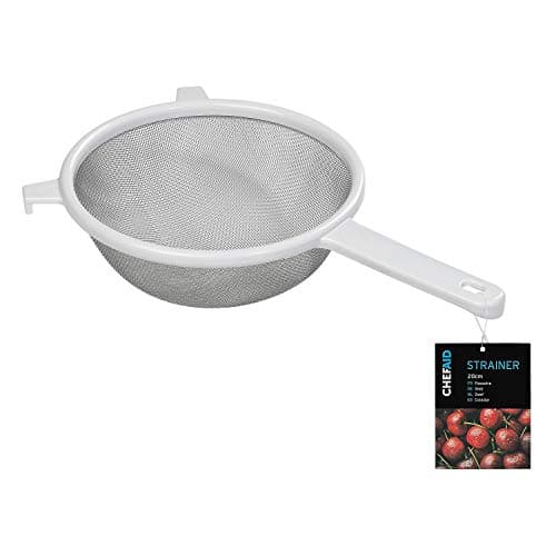 Image of Chef Aid 20cm Strainer with Stainless Steel Mesh, Large Kitchen Strainer for Tea, Herbs, Spices, and Cooking, Handwash Recommended