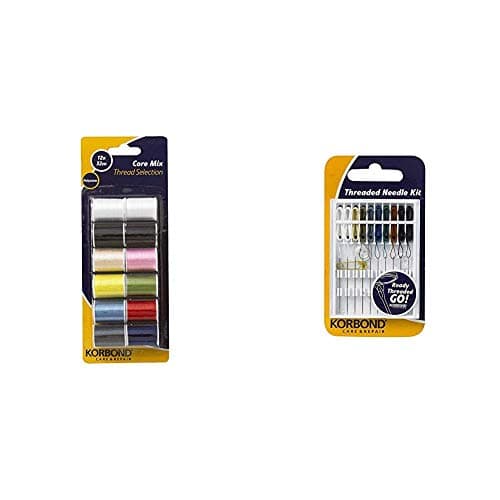 Image of Korbond 12 x 32 m Core Mix Thread Selection & 10-Piece Threaded Needle Kit