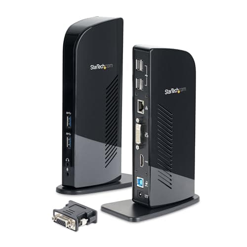 Image of StarTech.com USB 3.0 Dual Monitor Docking Station with HDMI & DVI/VGA, 6x USB Type-A Hub, Ethernet, Audio, Universal Laptop Dock - Windows/macOS/ChromeOS (USB3SDOCKHD)