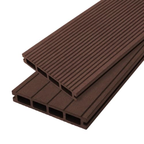 Image of Jardí Composite Decking Boards / 6 Square Metres Conker Brown/Wood Effect WPC Pack Garden Outdoor Patios Terrace Hot Tub Tiles (incl. Fixing Screws, Clips & Edging Strips)