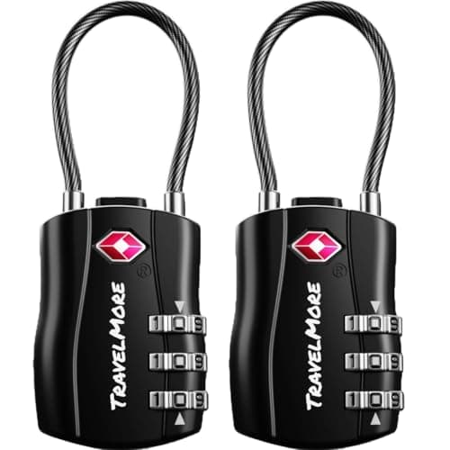 Image of 2-Pack TSA Approved Travel Combination Cable Luggage Locks for Suitcases & Backpacks | TSA Locks | Luggage Locks | Black