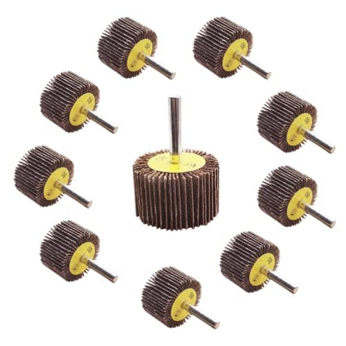Image of FEIHU 50x25x6mm Flap Wheels,80 Grit.1/4" Shank Diameter for Removing Rust, Deburring, Grinding Polishing Flat. Disc Abrasive Sanding Pads for Drills 6mm Shank (10 Pack)