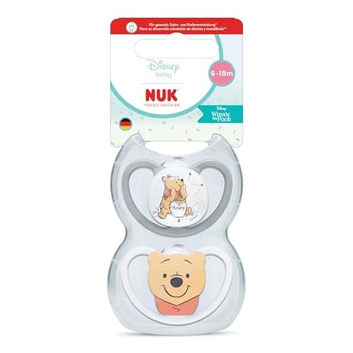 Image of NUK Perfect Match Air Baby Dummies | 6-18 Months | Orthodontic Soothers that Promote Air Flow & Prevent Drool Rash | 95% Baby Acceptance** | Winnie the Pooh | 2 Count