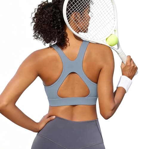 Image of Vorcy High Impact Sports Bras for Women Racerback Sports Bra Running Bra Workout Bra Blue