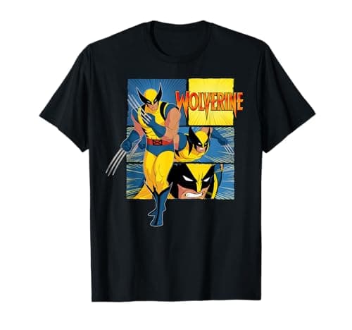Image of Marvel Studios X-Men ’97 Wolverine Claws Logo Action Panels T-Shirt