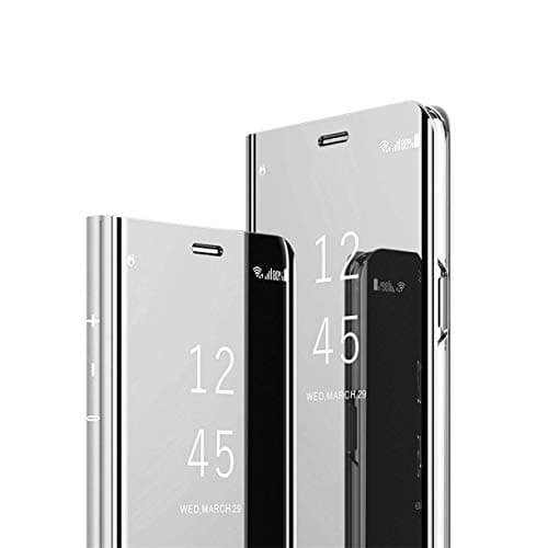 Image of MRSTER Samsung Galaxy S20+ Mirror Cover Flip Case, Mirror Smart View Standing 360° Protective Case Cover for Samsung Galaxy S20 Plus Flip Mirror: Silver