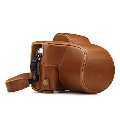 Image of MegaGear MG1347 Ever Ready Leather Case and Strap with Battery Access for Olympus OM-D E-M10 Mark III Camera - Light Brown
