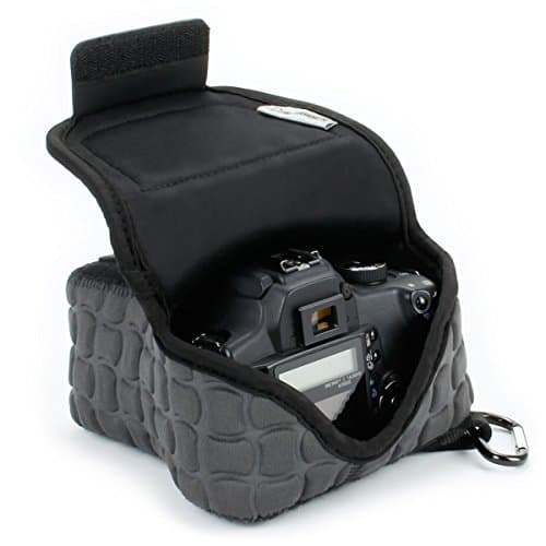 Image of USA Gear FlexARMOR X DSLR SLR Camera Case Sleeve with Deluxe Padded Neoprene Protection, Carabiner Clip and Accessory Storage - Compatible with Nikon D3100, Canon EOS Rebel SL2, Pentax K-70 and More