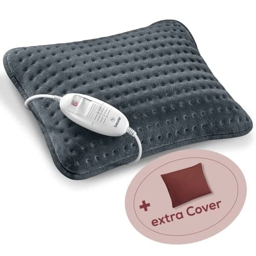 Image of Beurer HK 48 Cosy Sofa Heating Pad with Quick Heating, 3 Illuminated Temperature Levels and Automatic Shut-Off, Extra Soft Reversible Cushion, with Additional Felt Cover, Red