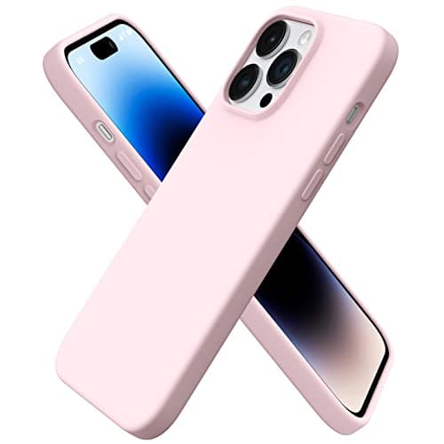 Image of ORNARTO Compatible with iPhone 14 Pro Max Case 6.7", Slim Liquid Silicone 3 Layers Full Covered Soft Gel Rubber Case Cover-Chalk Pink