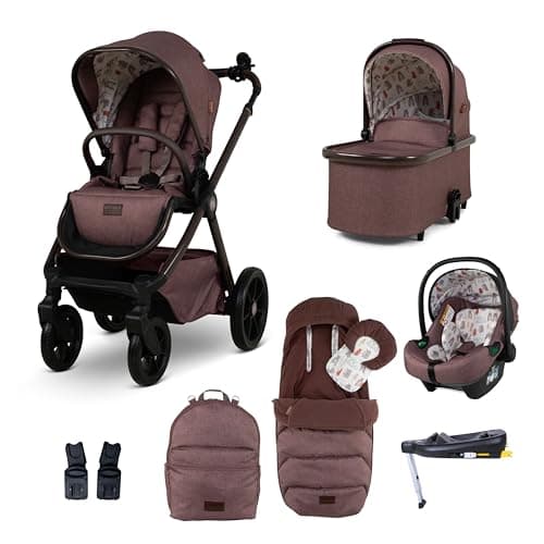 Image of Cosatto Giggle 4 Travel System Everything Bundle | Pram, Pushchair, Carrycot & Tote, Infant Carrier Car Seat & Base | Birth-4 Years, i-Size Group 0 | Compact Fold, Footmuff, Bag, Raincover (Bear Hug)
