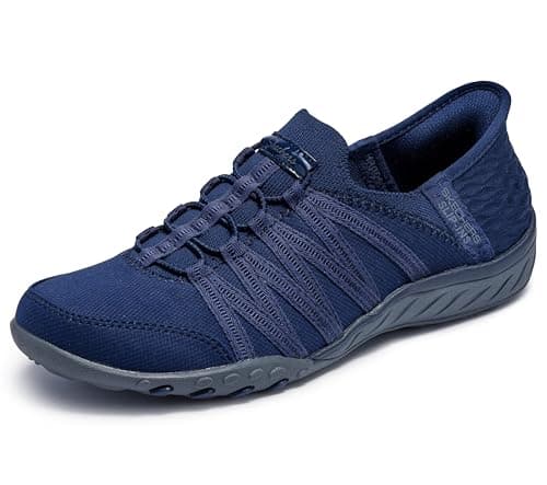 Image of Skechers Women's Breathe-Easy ROLL-with-ME Sneaker, Navy, 7 UK