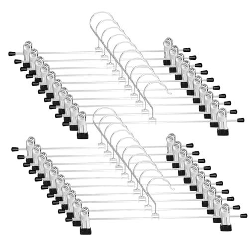 Image of WEIDMAX Trouser Hanger Strong Chrome Skirt Coat Hangers with Non-Slip Clips 28cm (11"),Pack of 20