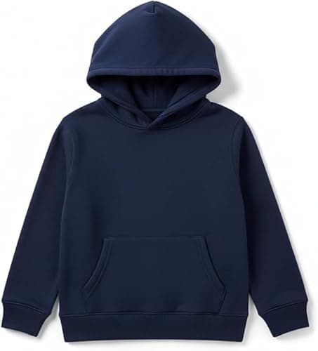 Image of COSHAL® Pullover Unisex Kids Plain Hooded Sweatshirt Boys Girls Fleece Pullover long Sleeve Hoodie with Pocket for School, PE, Sports and Casual Wear Pullover Hoodie 9-10 Yrs Navy